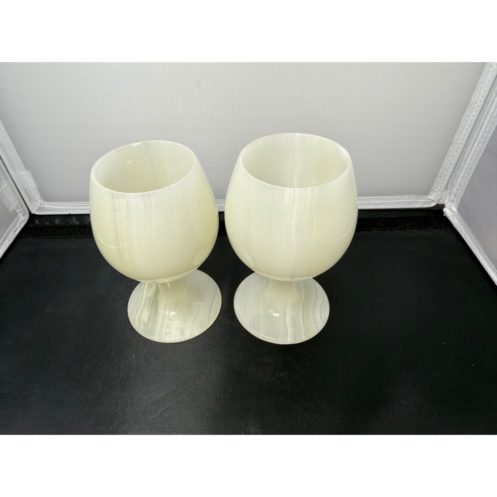 Onyx Marble Wine Goblets Set of‎ 2 Stone Wine Glasses Decorative Barware